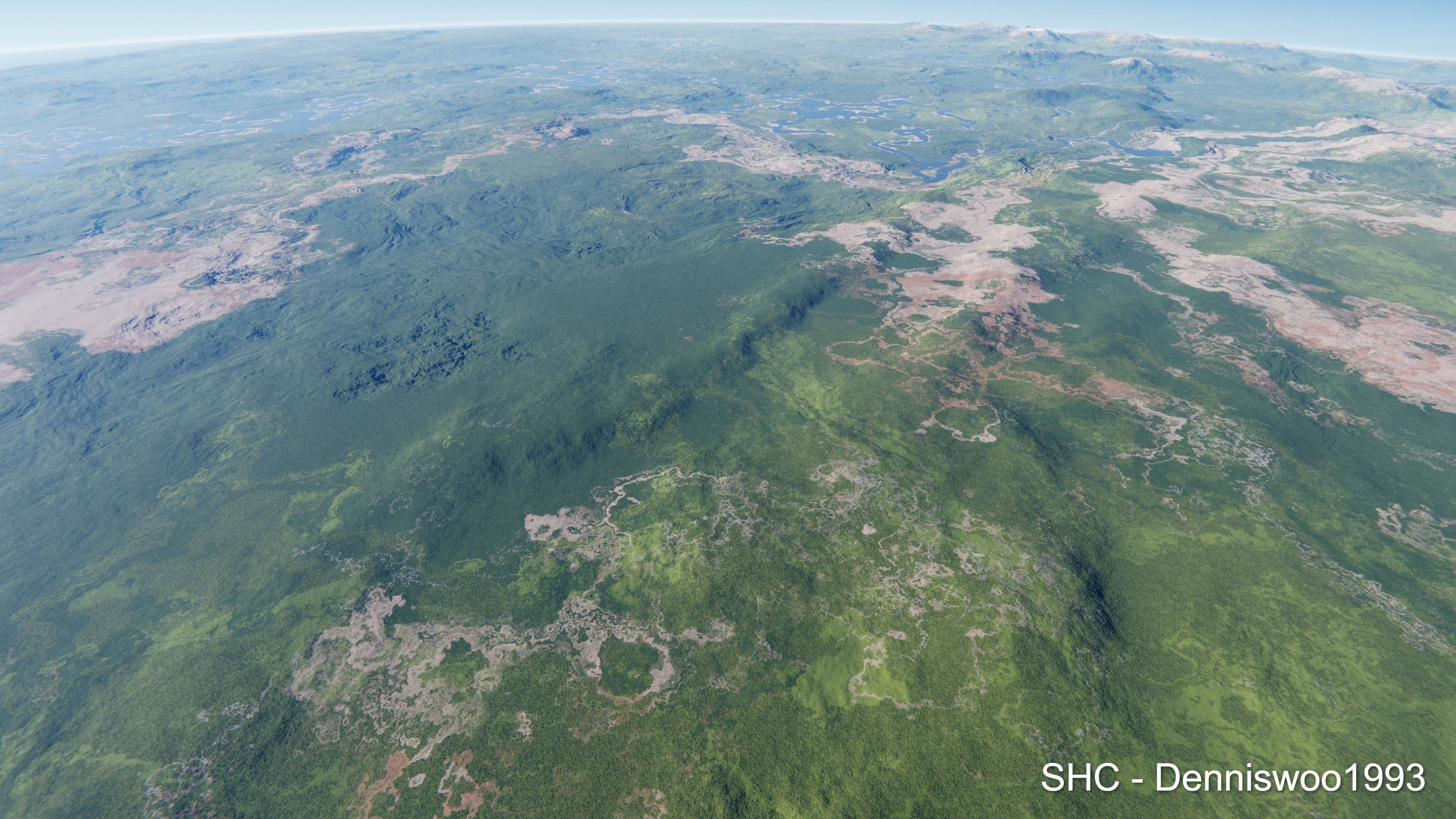 Large scale procedural planet with 3D cities and vegetation 3D model_61