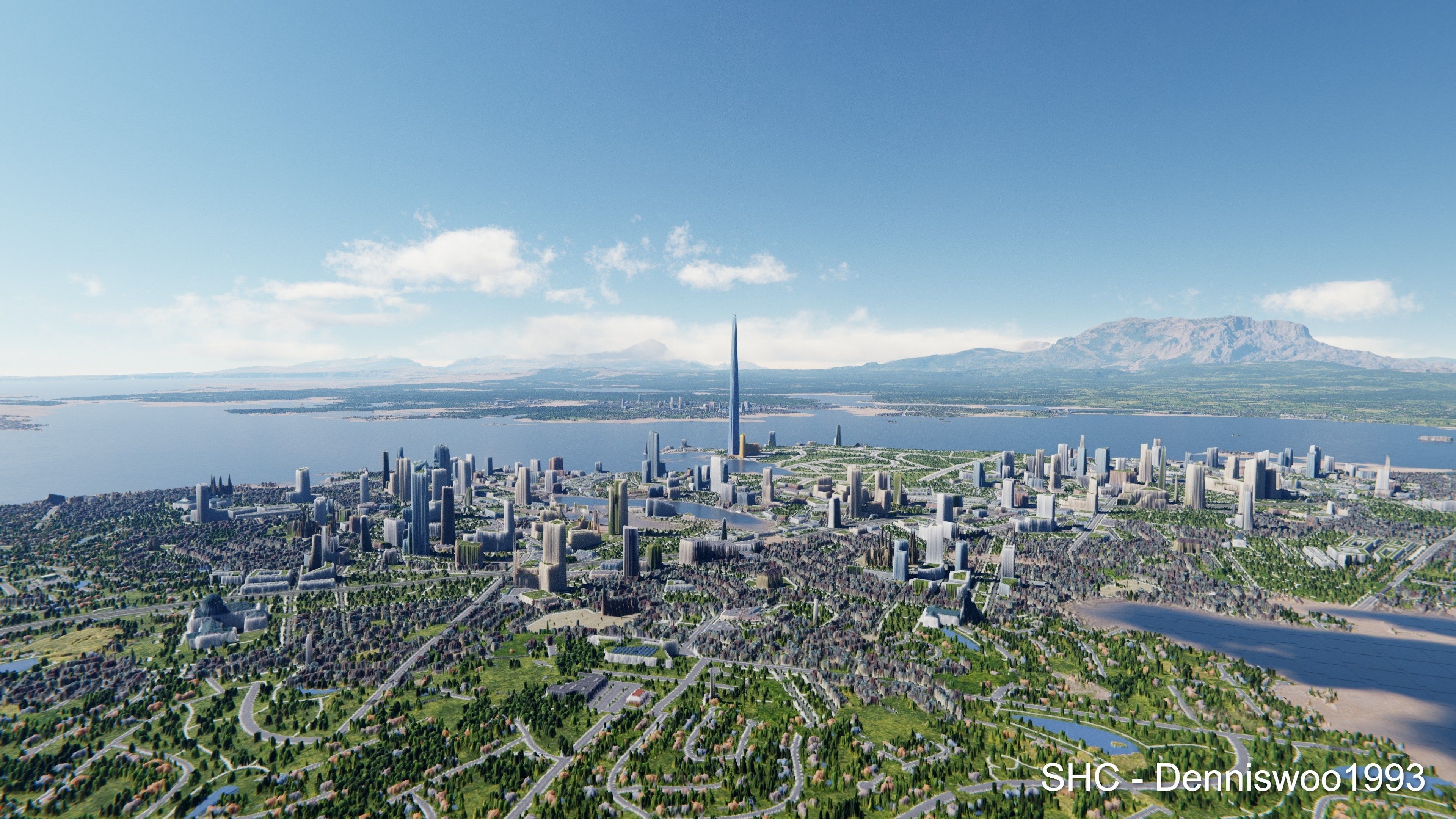 Large scale procedural planet with 3D cities and vegetation 3D model_3