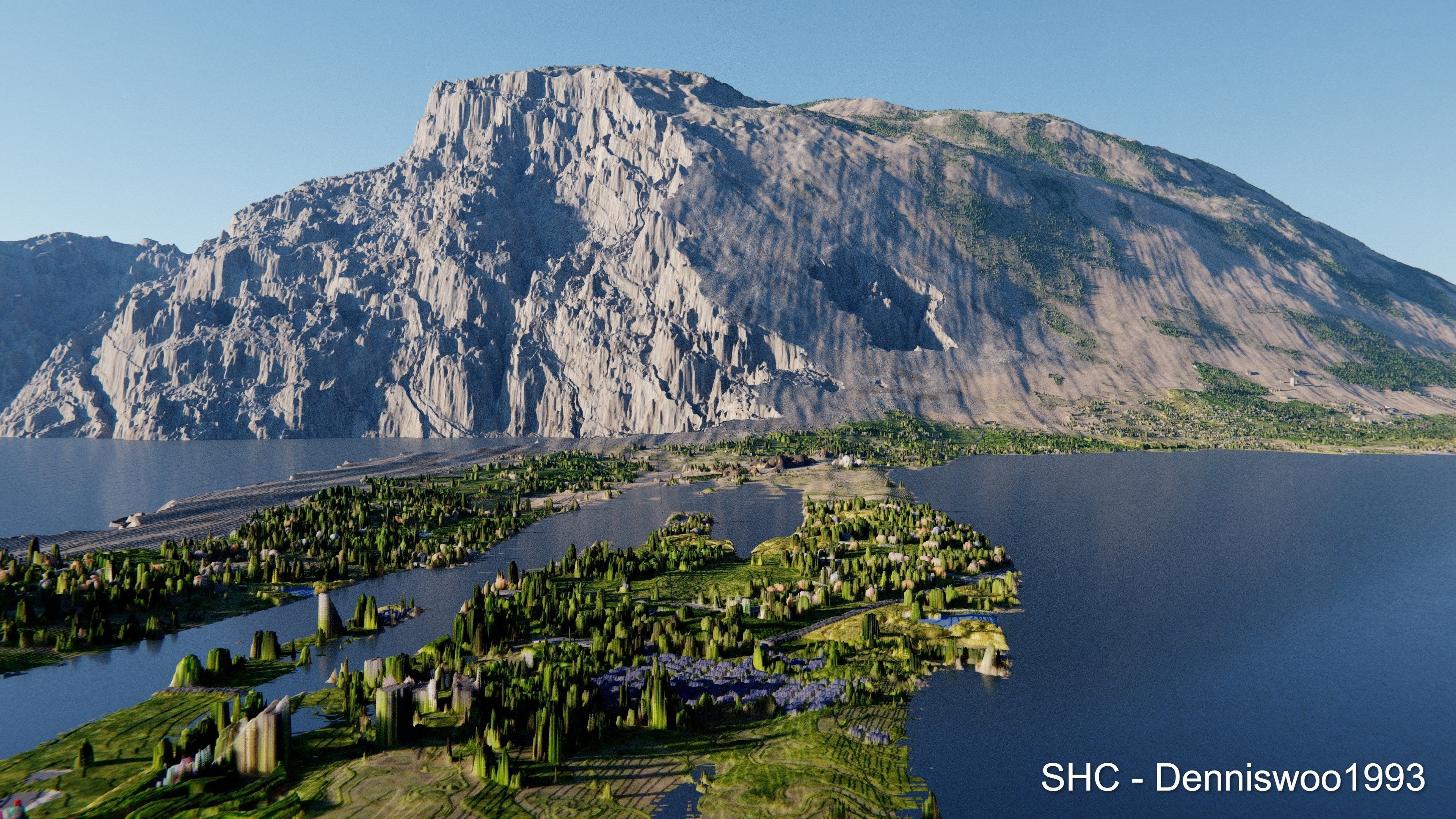 Large scale procedural planet with 3D cities and vegetation 3D model_65