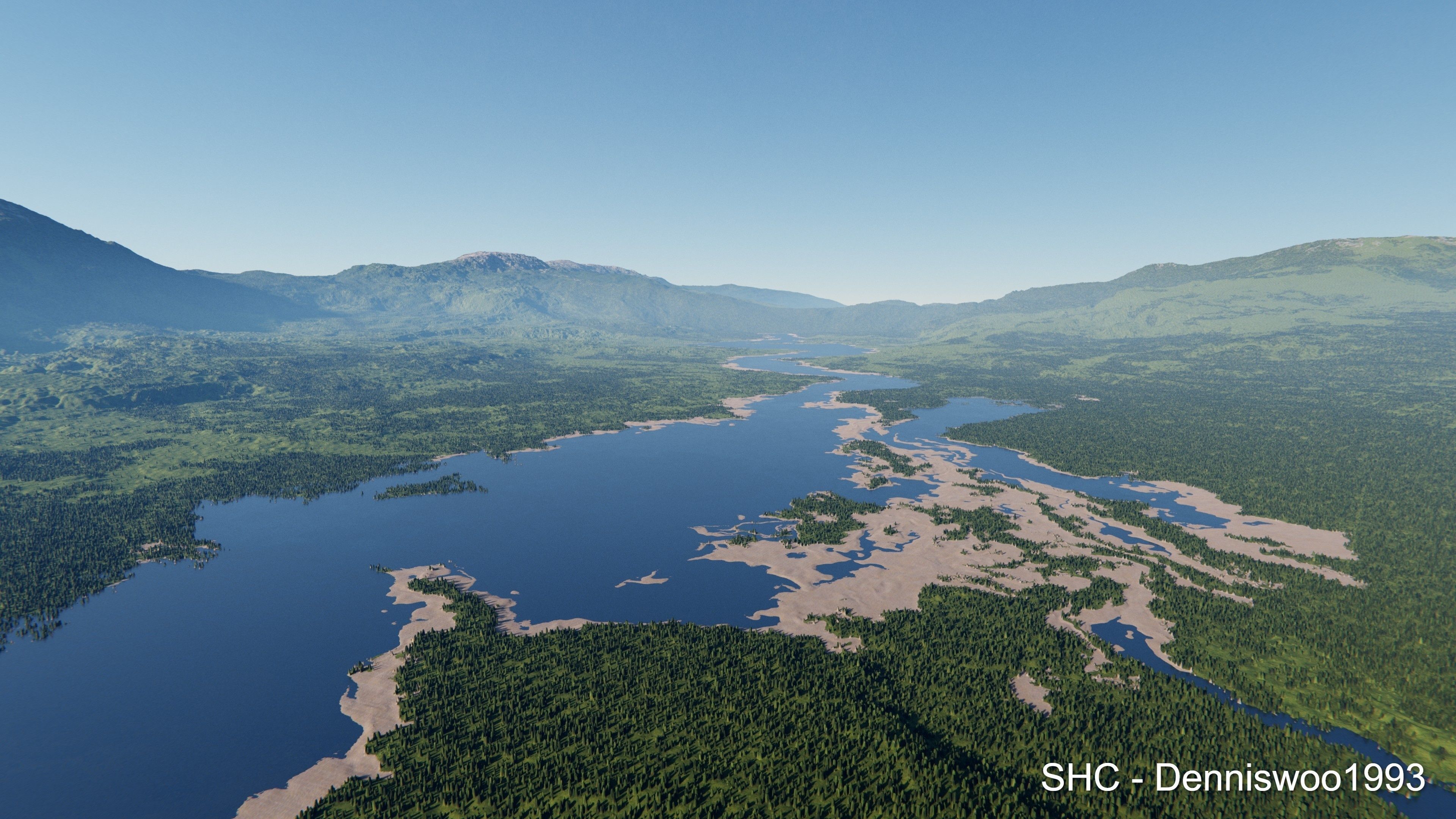 Large scale procedural planet with 3D cities and vegetation 3D model_56