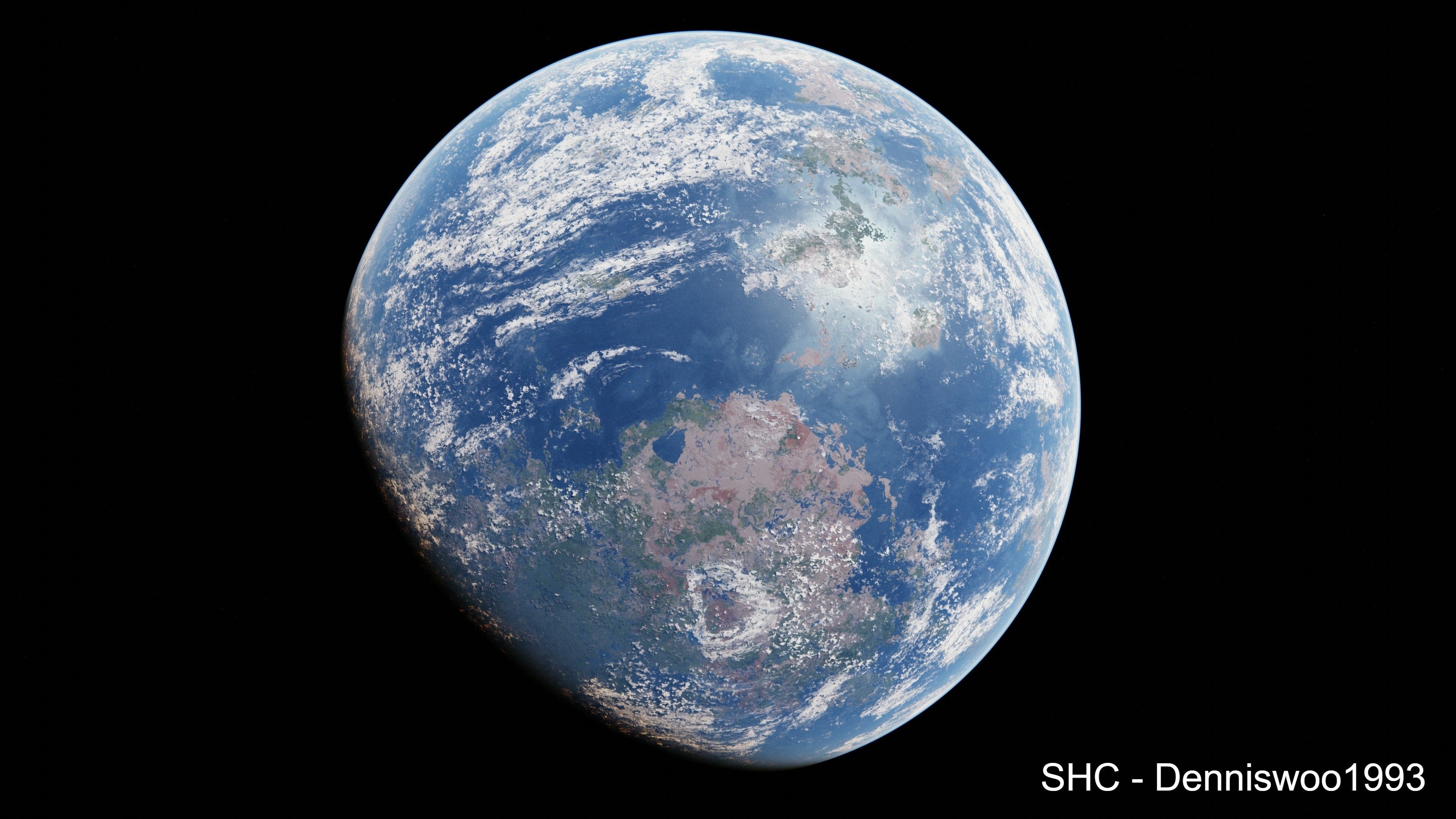 Large scale procedural planet with 3D cities and vegetation 3D model_4