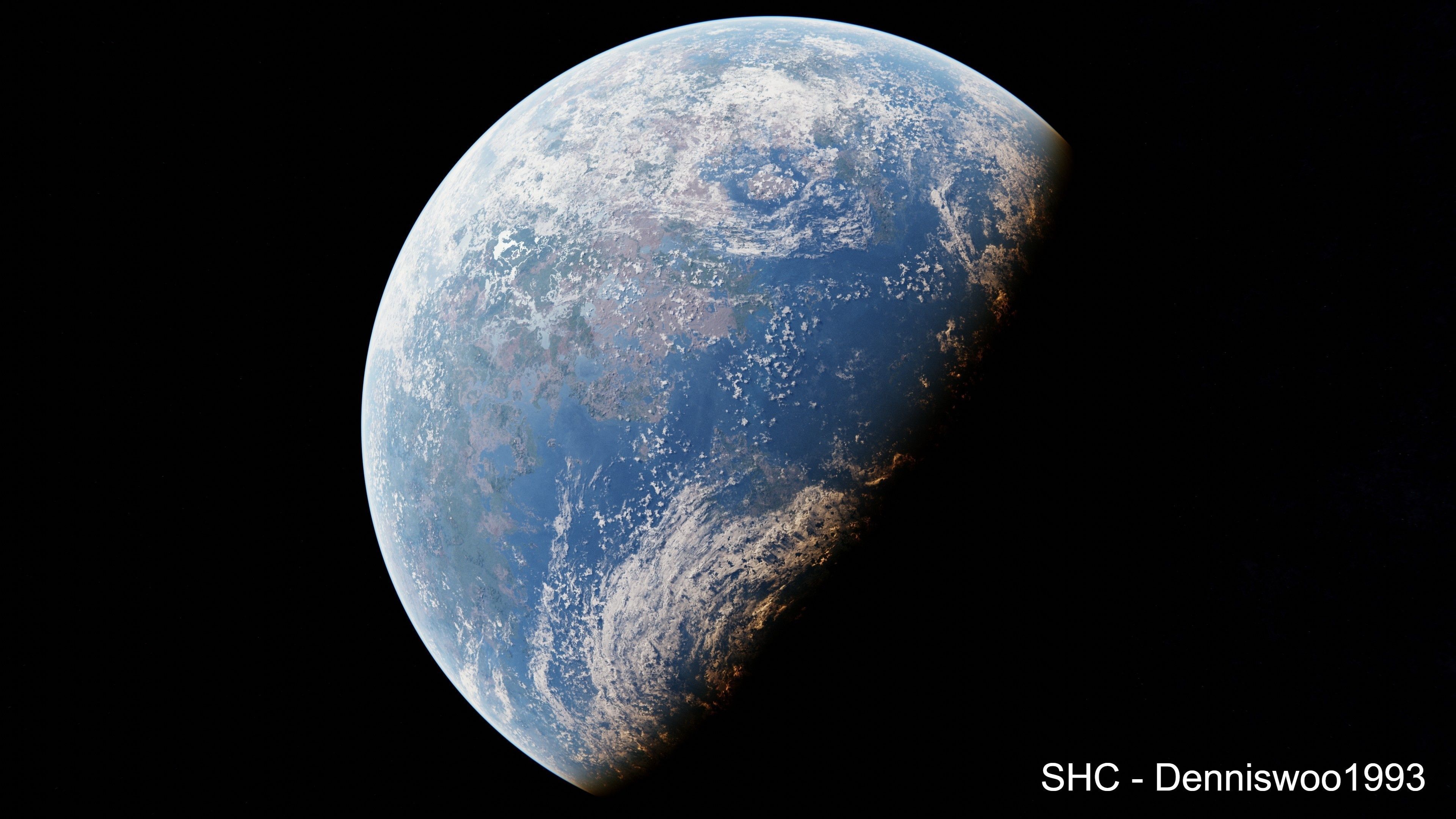 Large scale procedural planet with 3D cities and vegetation 3D model_24