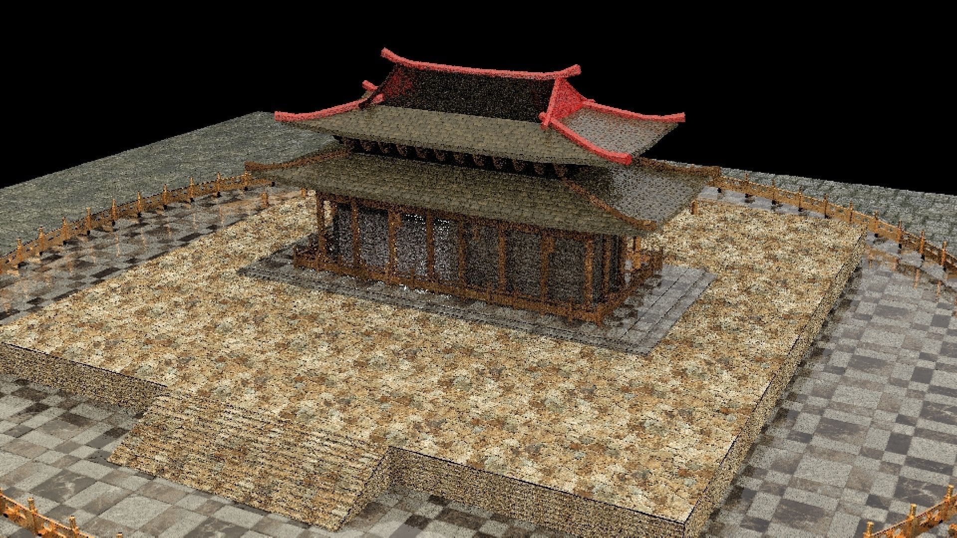 Chinese ancient house Low-poly 3D model_2