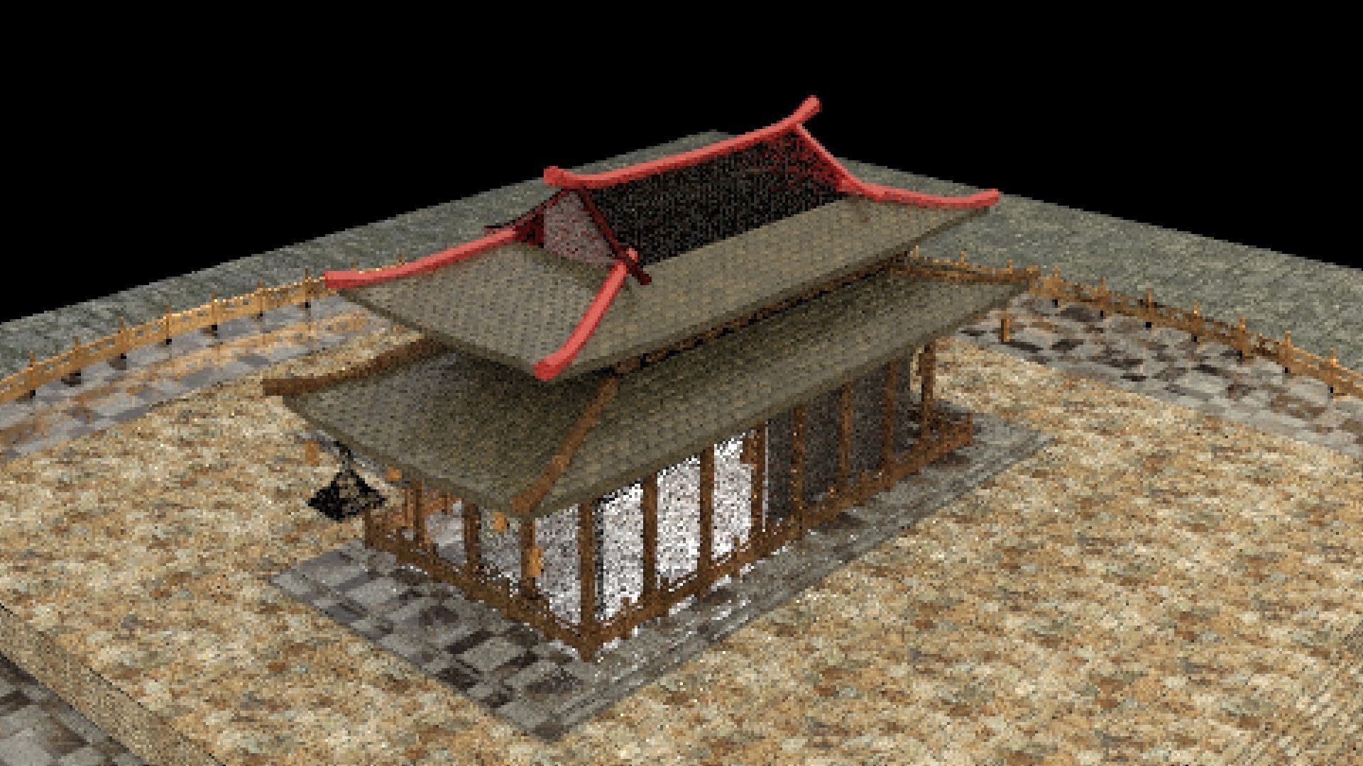 Chinese ancient house Low-poly 3D model_3