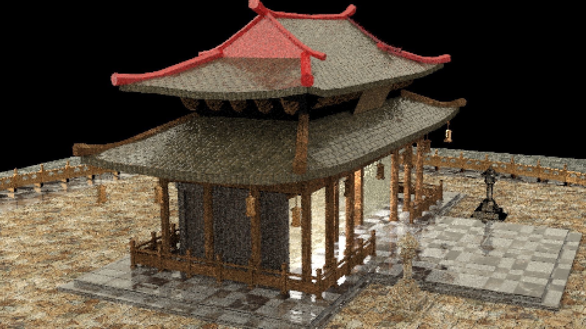Chinese ancient house Low-poly 3D model_4