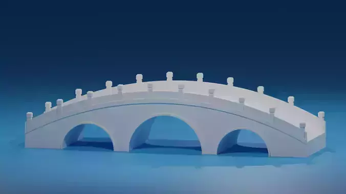Cartoon Chinese Stone Bridge Low-poly 3D model