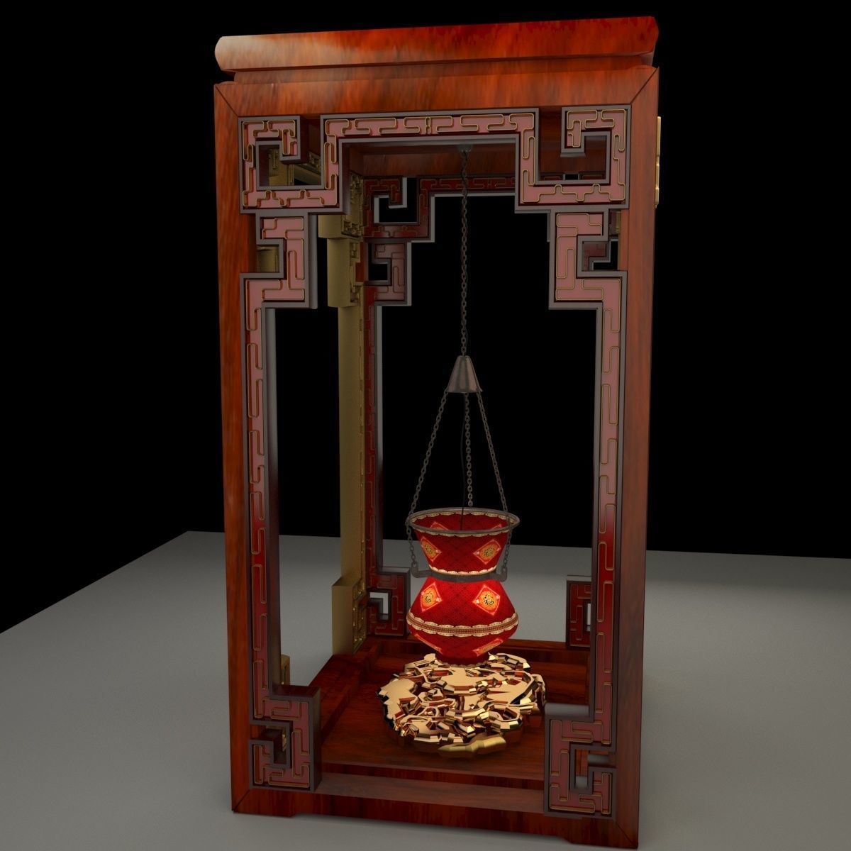 Chinese red lantern 3D model_4