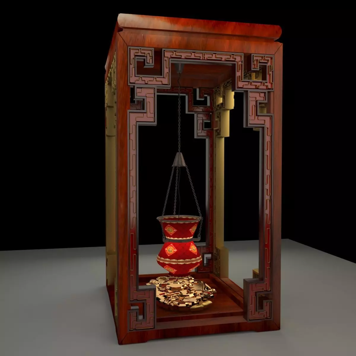 Chinese red lantern 3D model_0