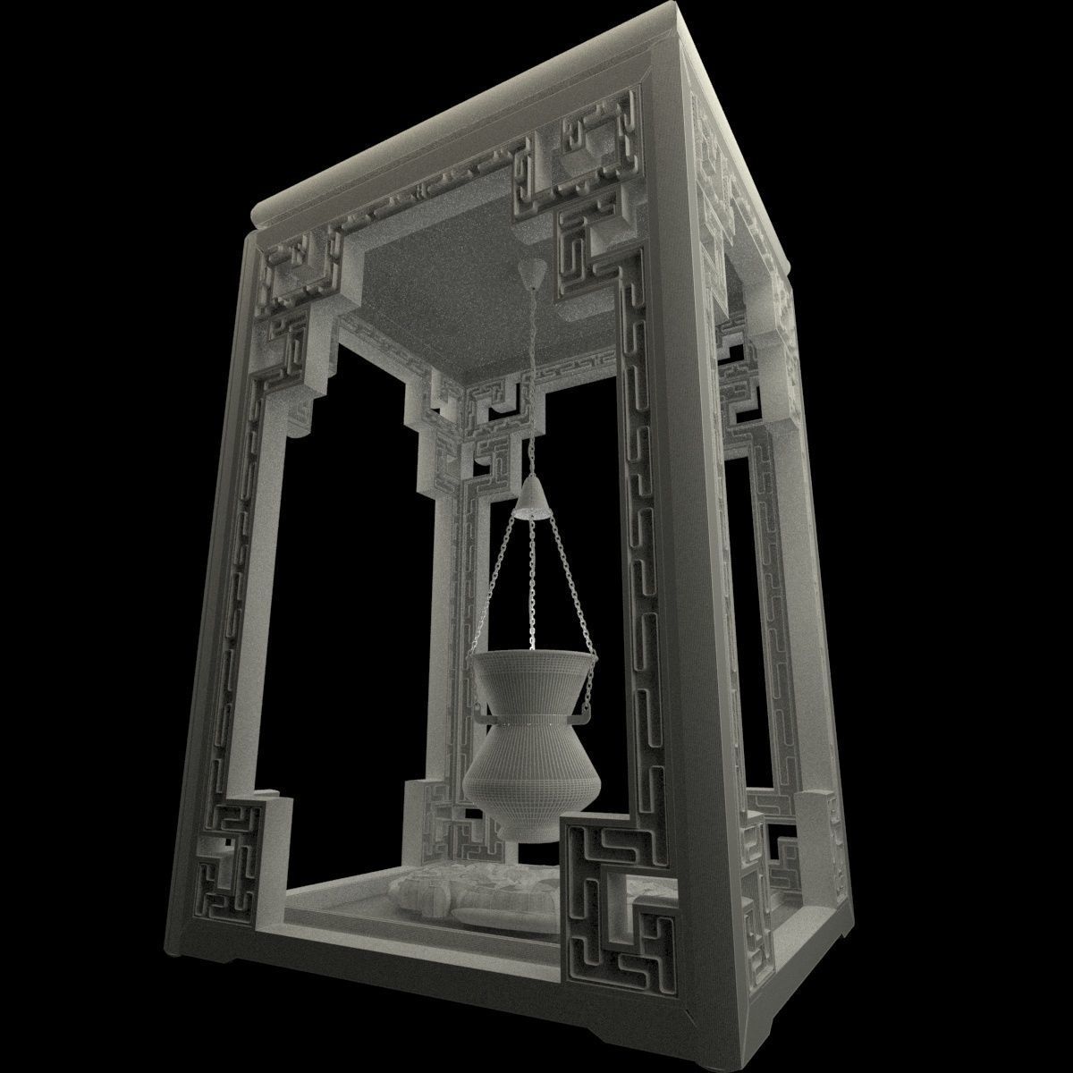 Chinese red lantern 3D model_7