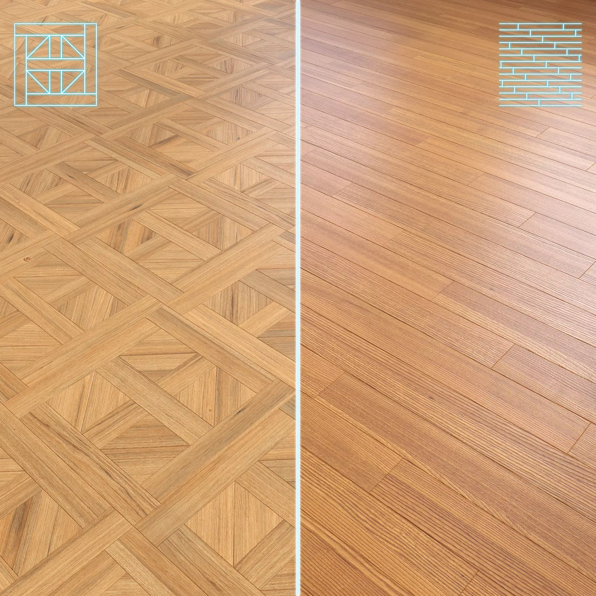 Parquet - Laminate - Wooden floor 2 in 1 Low-poly 3D model_0