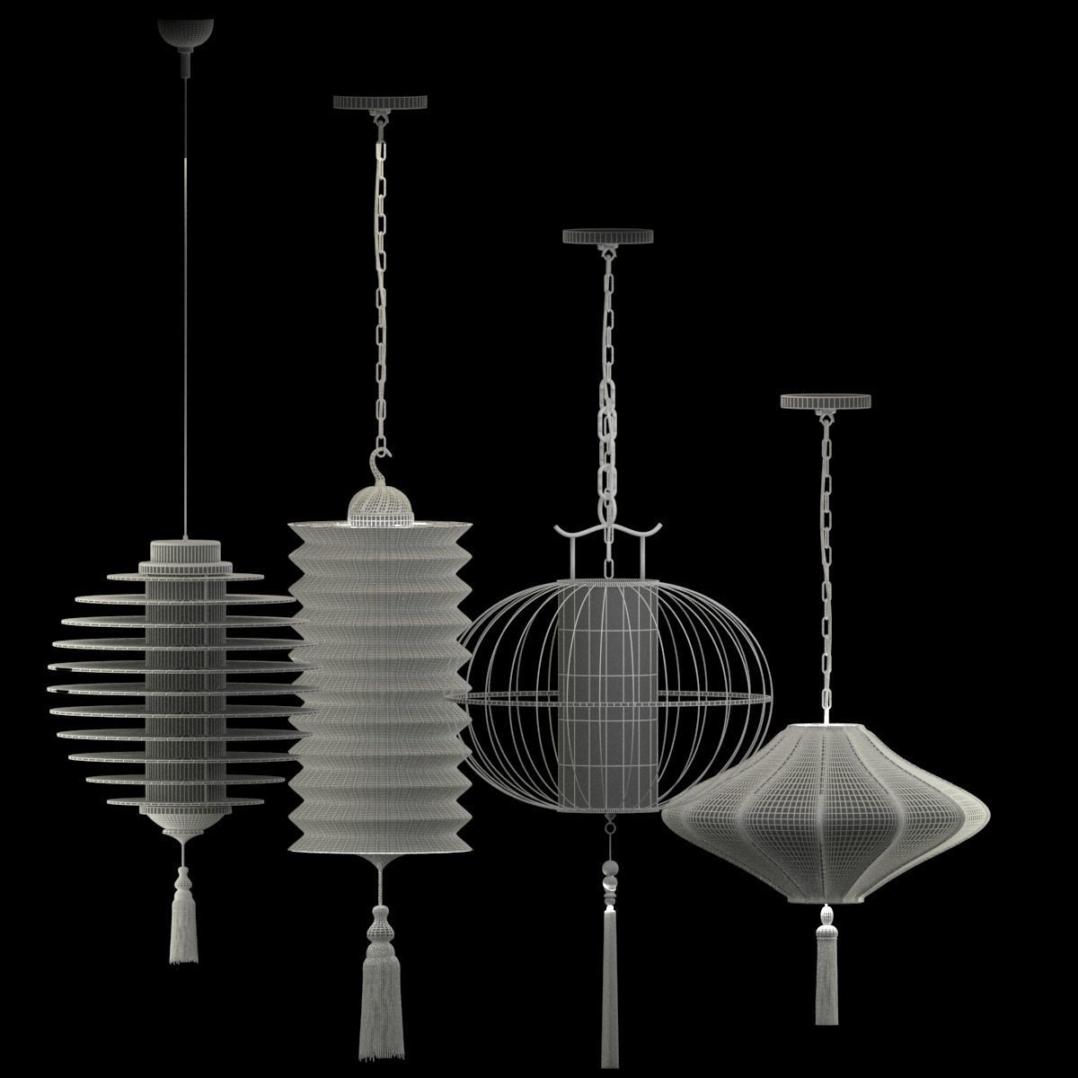 Chinese red lantern 3D model_5