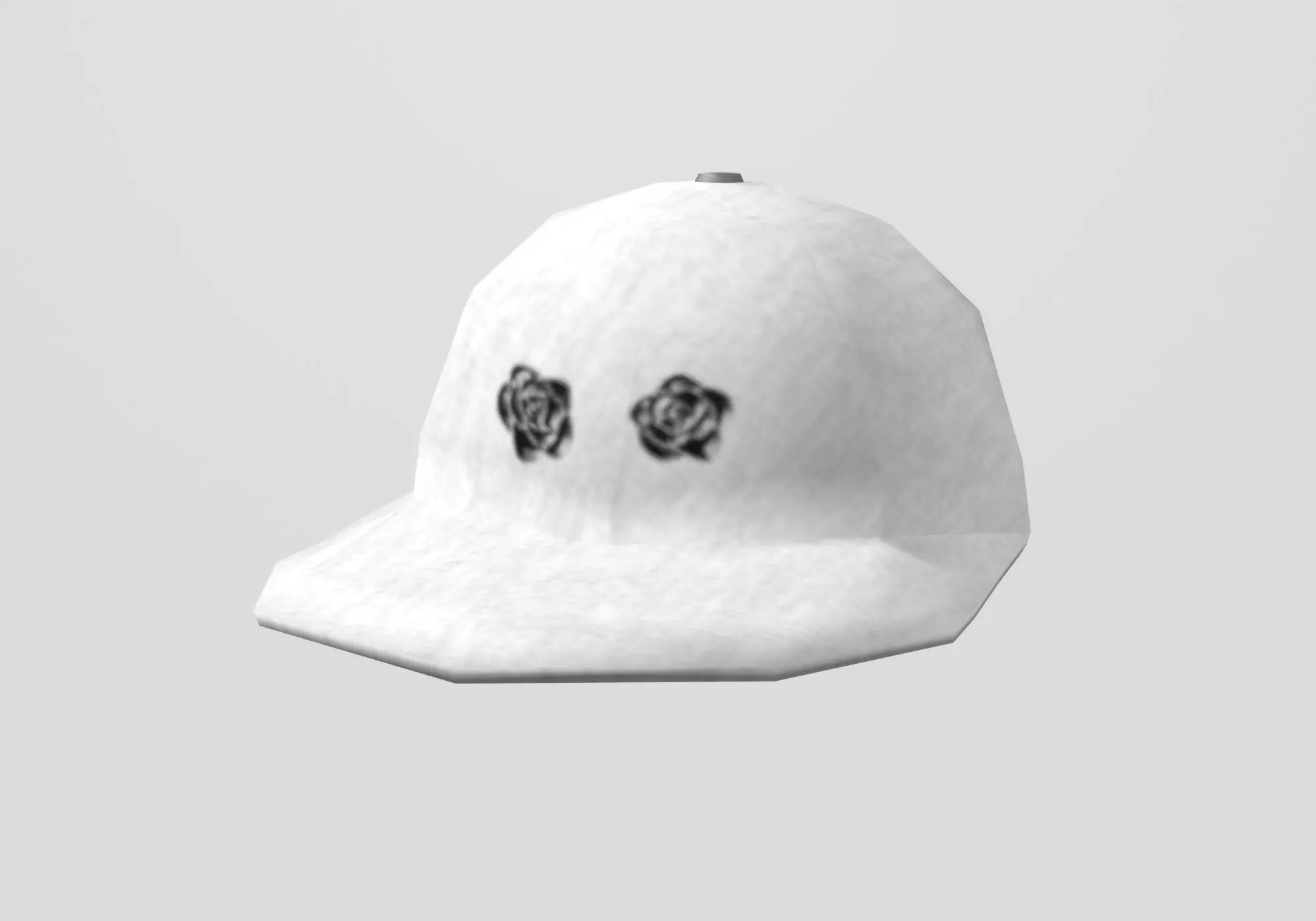 white cap with flower design Low-poly 3D model