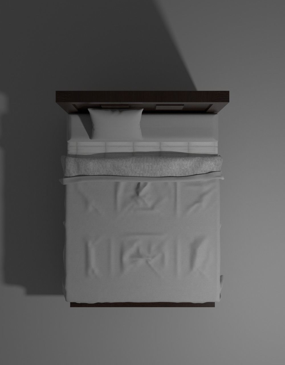 Realistic bed with sheets and pillows Low-poly 3D model_4