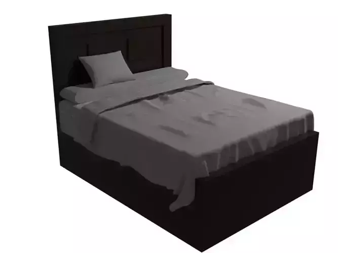 Realistic bed with sheets and pillows