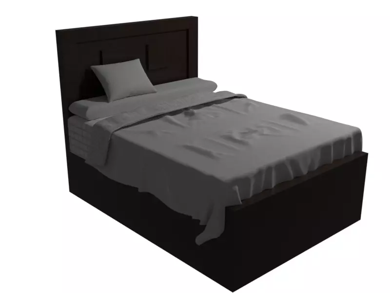 Realistic bed with sheets and pillows Low-poly 3D model_0