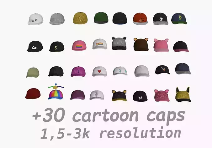 30 cartoon caps collection