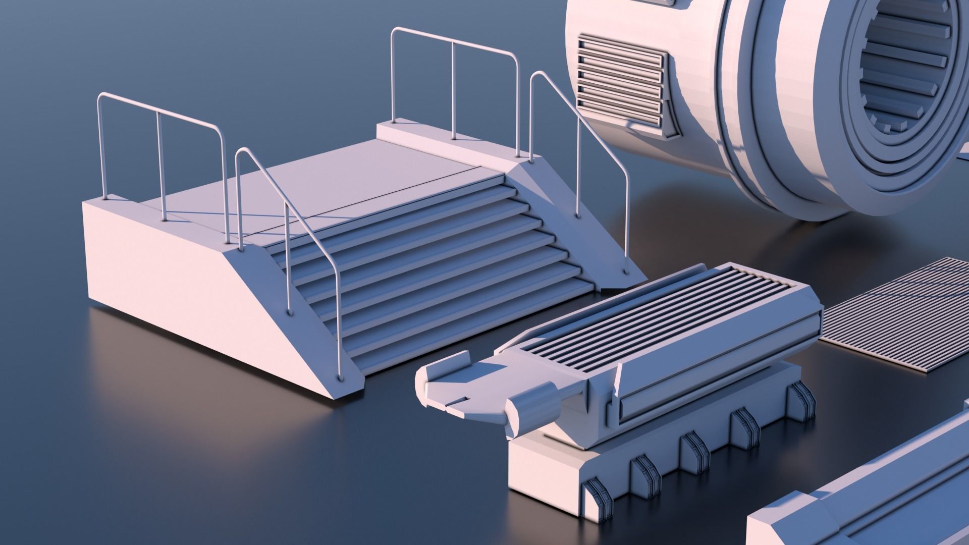 100 Sci-fi Kitbash Pack Interior Building Spaceship Laboratory Low-poly 3D model_11