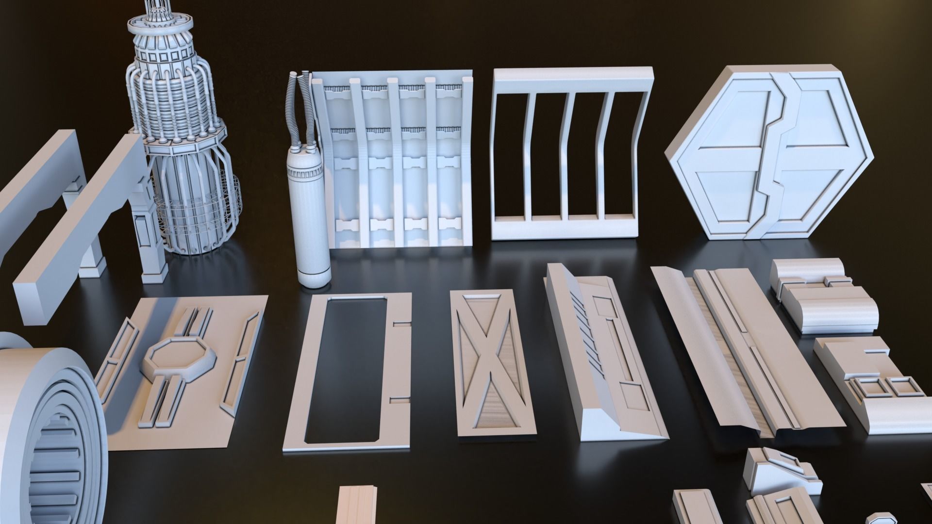 100 Sci-fi Kitbash Pack Interior Building Spaceship Laboratory Low-poly 3D model_9