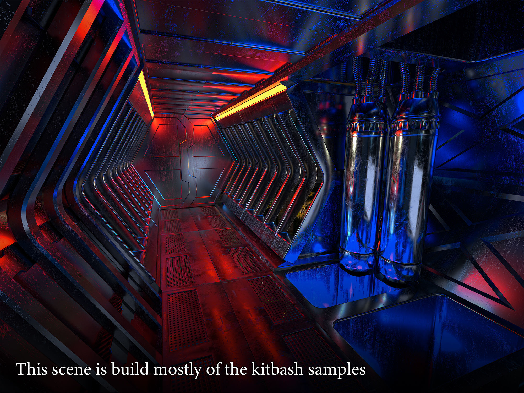 100 Sci-fi Kitbash Pack Interior Building Spaceship Laboratory Low-poly 3D model_4