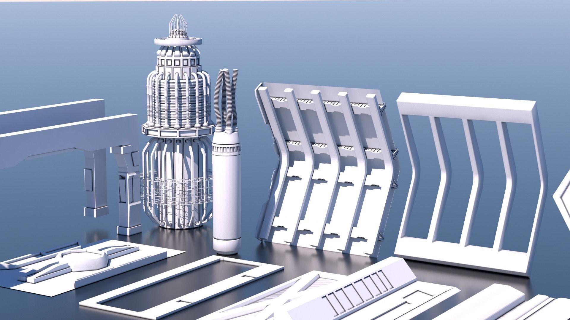 100 Sci-fi Kitbash Pack Interior Building Spaceship Laboratory Low-poly 3D model_7