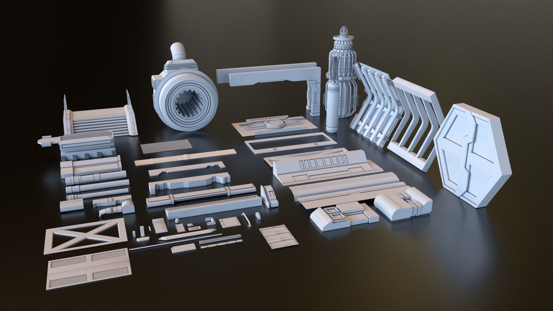 100 Sci-fi Kitbash Pack Interior Building Spaceship Laboratory Low-poly 3D model_13