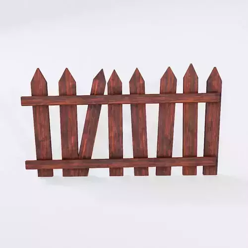 Wooden fence low poly 3d model 