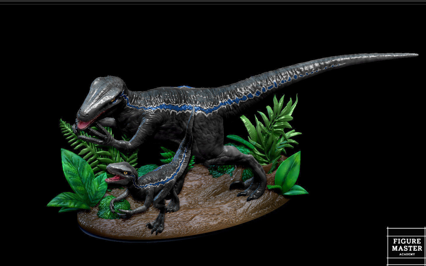 BLUE JURASSIC WORLD DOMINION AND BABY DINOSAUR 3D print model_14