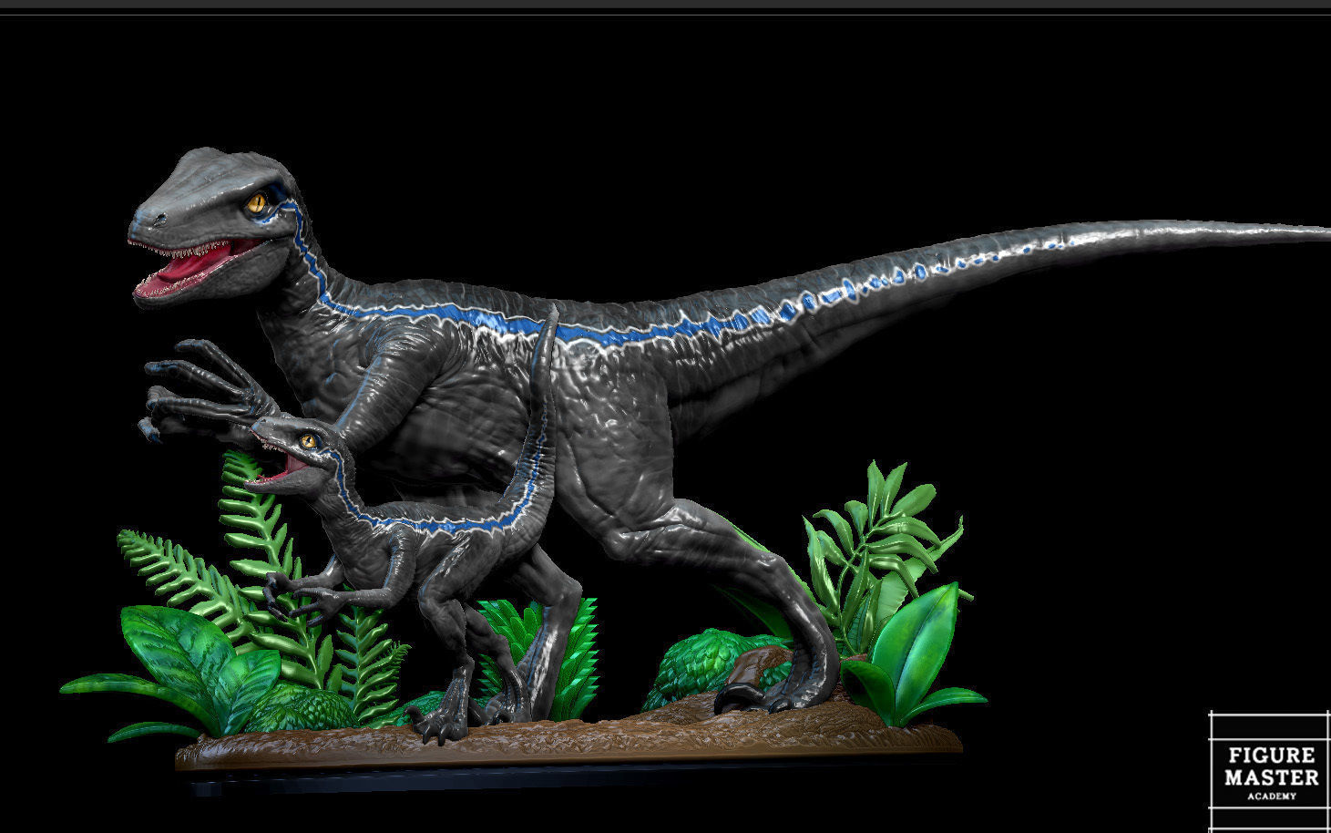 BLUE JURASSIC WORLD DOMINION AND BABY DINOSAUR 3D print model_9