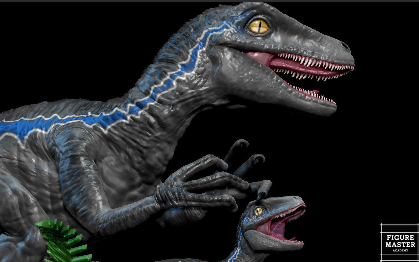 BLUE JURASSIC WORLD DOMINION AND BABY DINOSAUR 3D print model_4