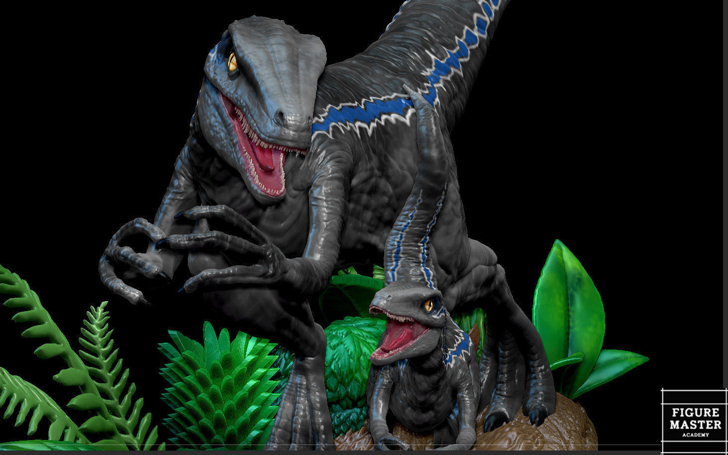 BLUE JURASSIC WORLD DOMINION AND BABY DINOSAUR 3D print model_5