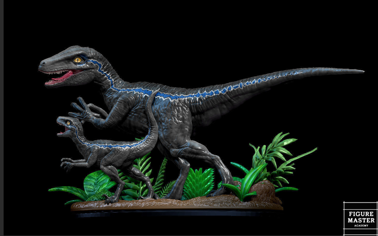 BLUE JURASSIC WORLD DOMINION AND BABY DINOSAUR 3D print model_8