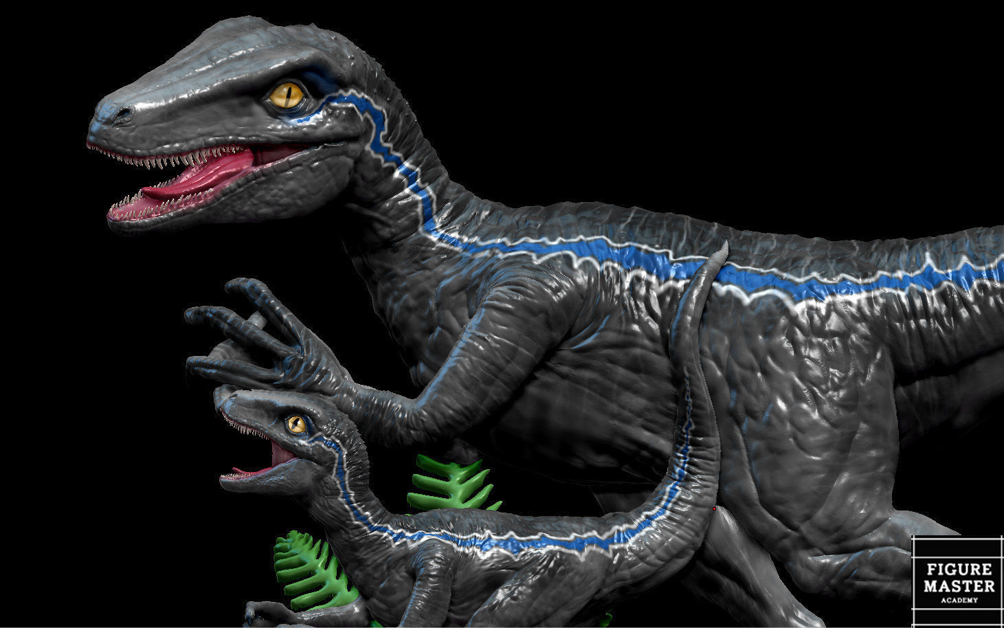 BLUE JURASSIC WORLD DOMINION AND BABY DINOSAUR 3D print model_1