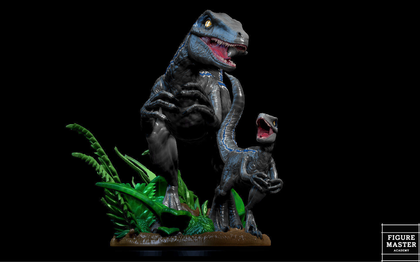 BLUE JURASSIC WORLD DOMINION AND BABY DINOSAUR 3D print model_10