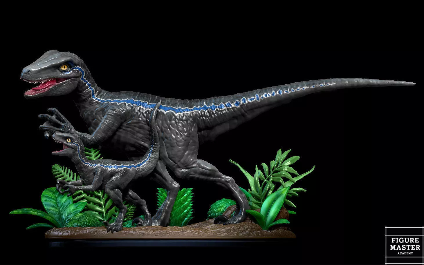 BLUE JURASSIC WORLD DOMINION AND BABY DINOSAUR 3D print model_0