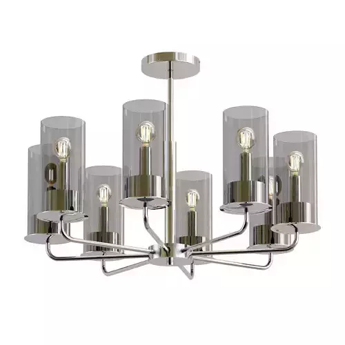 licia modern chandelier with six glass cylinders