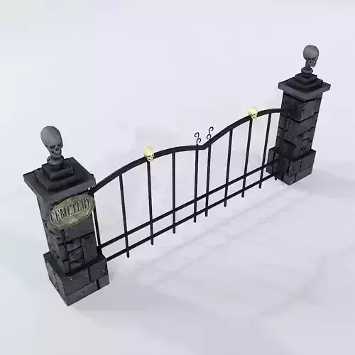 Cemetery creepy door low poly 3d model 