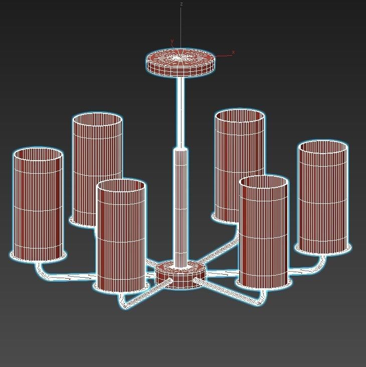 licia light brass chandelier with clear glass cylinders 3D model_2