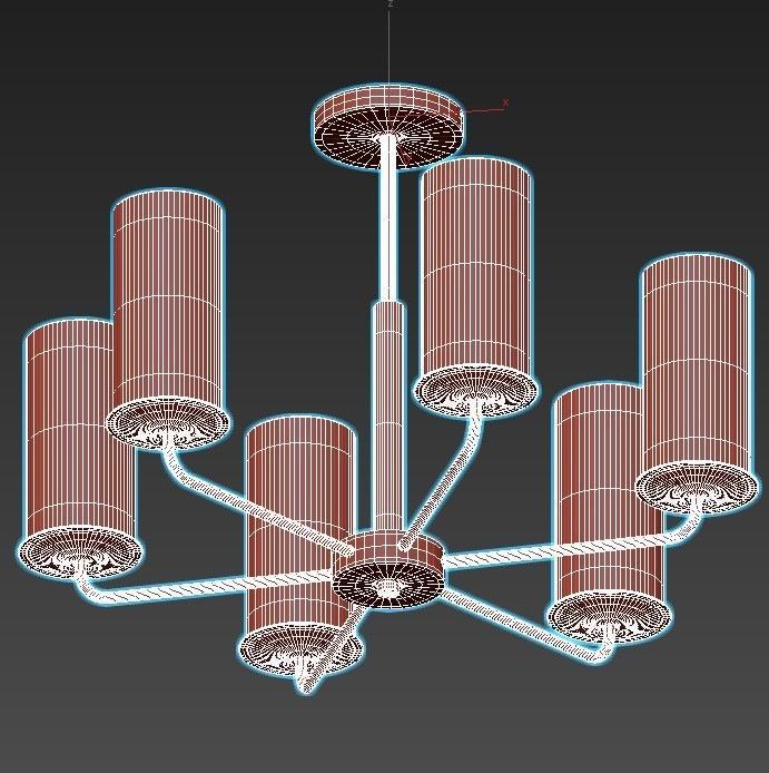 licia light brass chandelier with clear glass cylinders 3D model_3