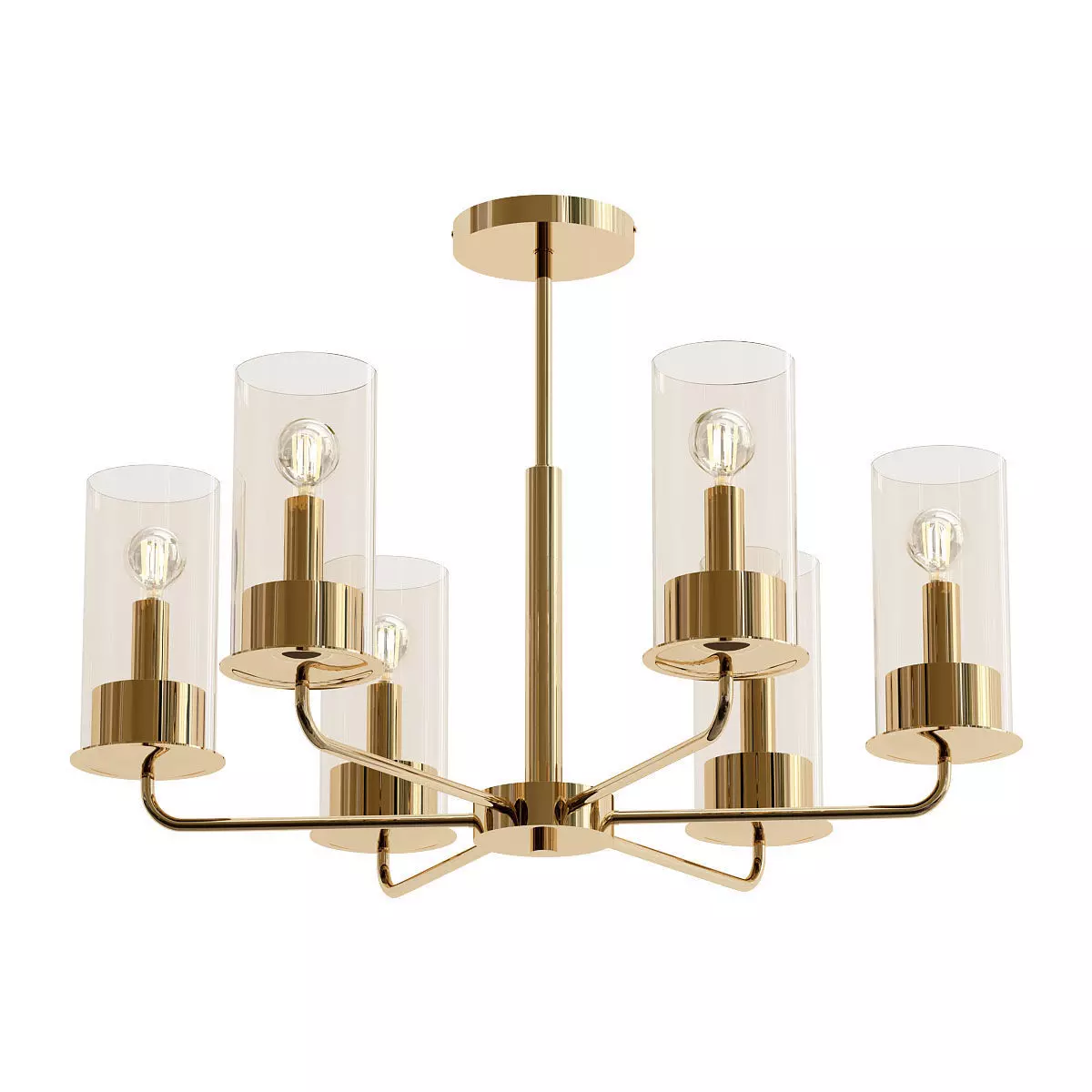 licia light brass chandelier with clear glass cylinders 3D model_0