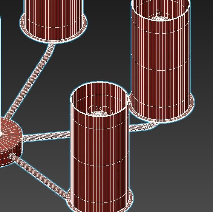 licia light brass chandelier with clear glass cylinders 3D model_4