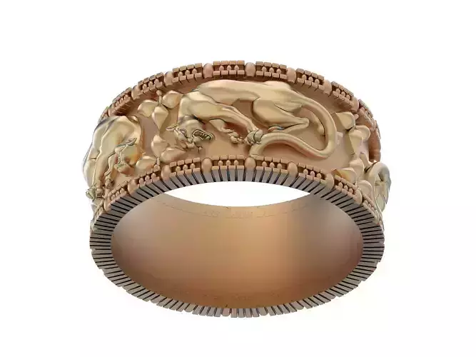 Carving lion ring  gold silver printable jewelry 3D model