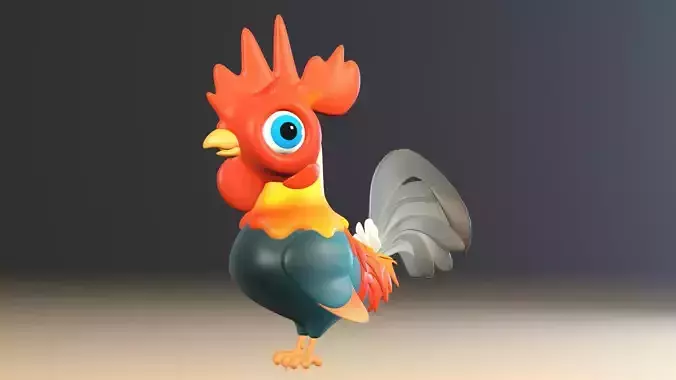 Cartoon Rooster 3D model