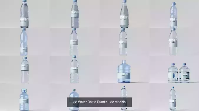 22 Water Bottle Bundle 3D Model Collection