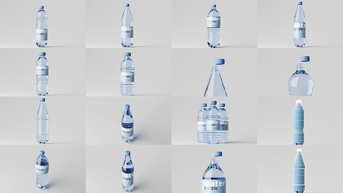 22 Water Bottle Bundle 3D Model Pack 2
