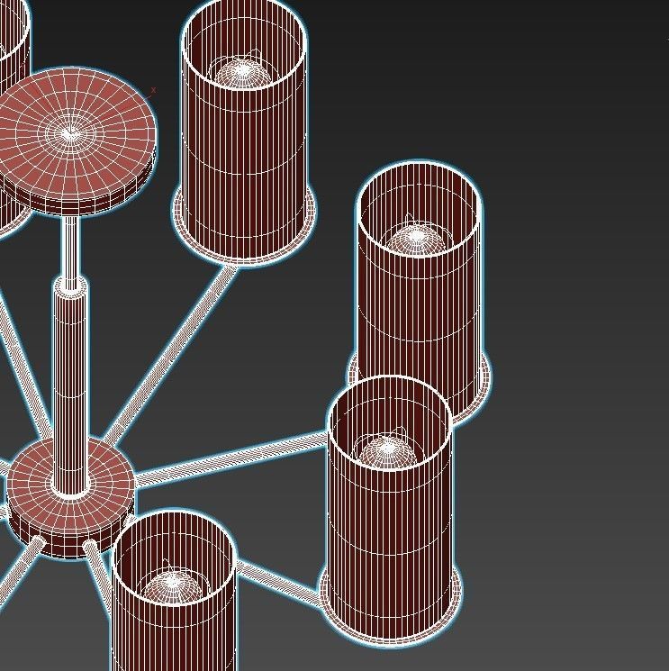 licia brass chandelier with clear glass cylinders 3D model_4