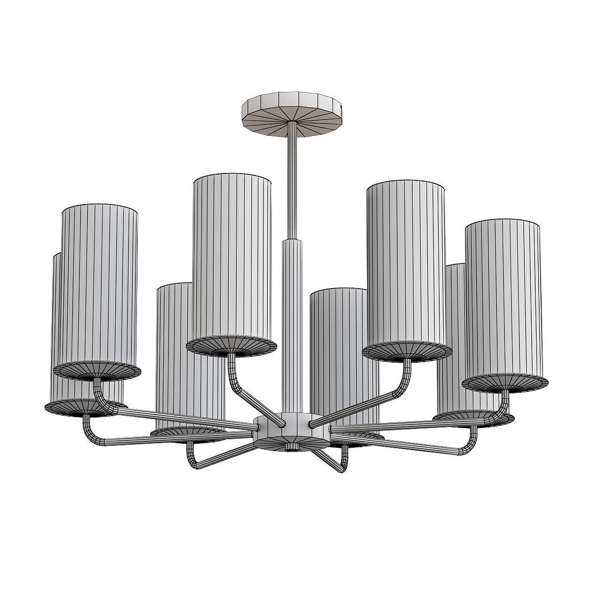 licia brass chandelier with clear glass cylinders 3D model_1