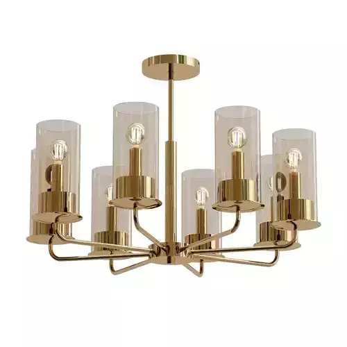 licia brass chandelier with clear glass cylinders