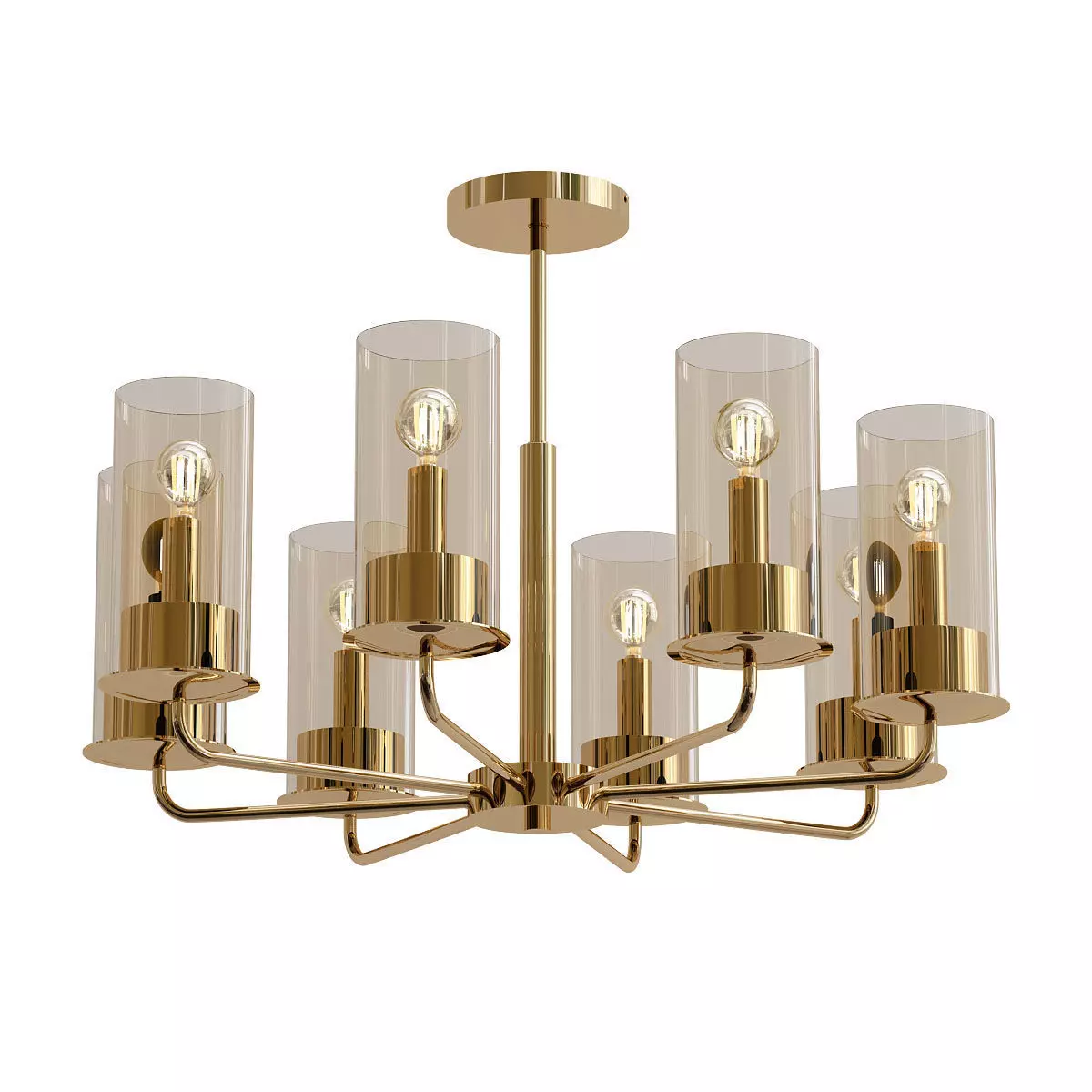 licia brass chandelier with clear glass cylinders 3D model_0