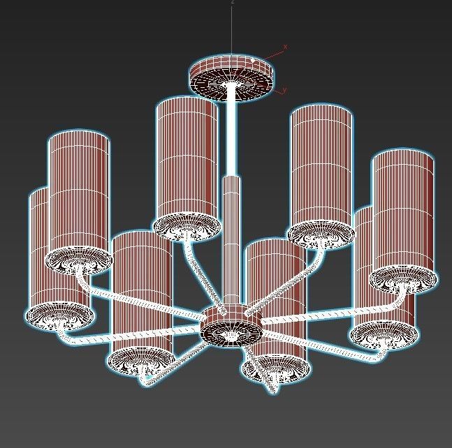 licia brass chandelier with clear glass cylinders 3D model_3