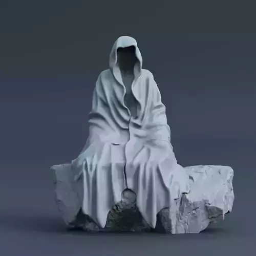 Ghost - 3D print model statue on rock 3D print model